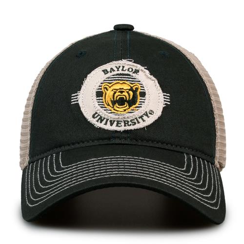 G880 The Game Baylor Bears Soft Mesh Trucker With Frayed Patch Cap