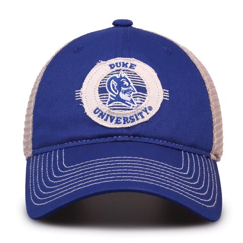 G880 The Game Duke Blue Devils Soft Mesh Trucker With Frayed Patch Cap