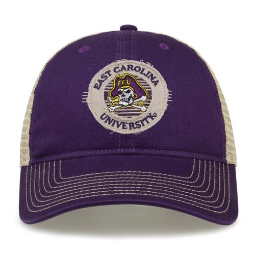 G880 The Game East Carolina Pirates Soft Mesh Trucker With Frayed Patch Cap