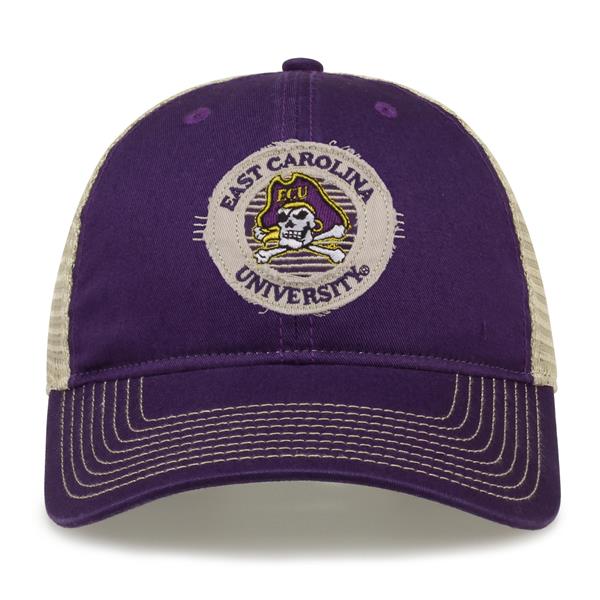 G880 The Game East Carolina Pirates Soft Mesh Trucker With Frayed Patch Cap