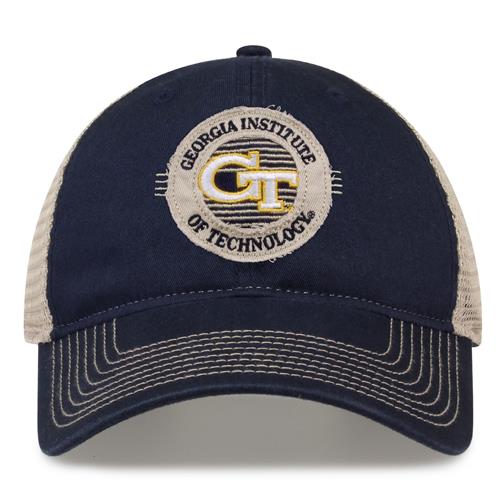 G880 The Game Georgia Tech Yellow Jackets Soft Mesh Trucker With Frayed Patch Cap