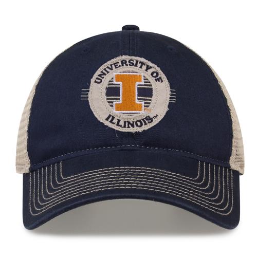 G880 The Game Illinois Fighting Illini Soft Mesh Trucker With Frayed Patch Cap