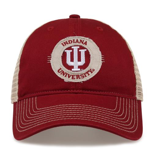 G880 The Game Indiana Hoosiers Soft Mesh Trucker With Frayed Patch Cap