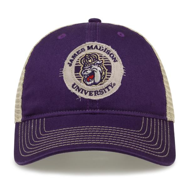 G880 The Game James Madison Dukes Soft Mesh Trucker With Frayed Patch Cap
