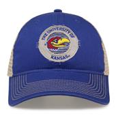 G880 The Game Kansas Jayhawks Soft Mesh Trucker With Frayed Patch Cap