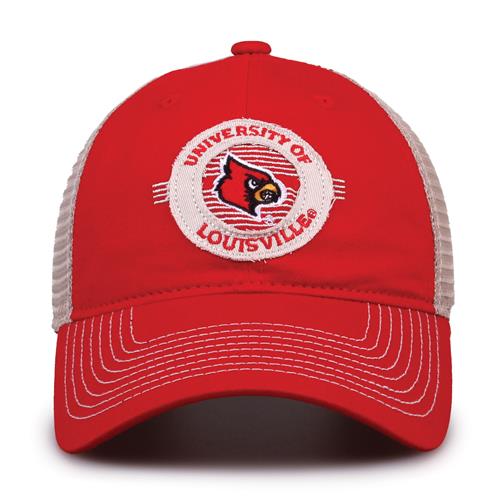 G880 The Game Louisville Cardinals Soft Mesh Trucker With Frayed Patch Cap