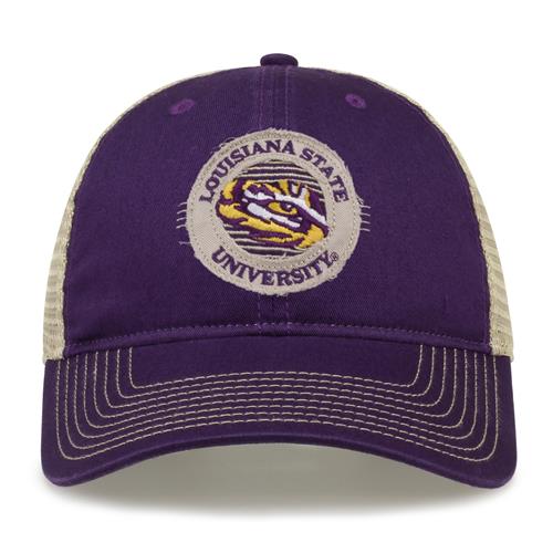 G880 The Game LSU Tigers Soft Mesh Trucker With Frayed Patch Cap