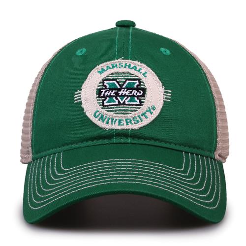 G880 The Game Marshall Thundering Herd Soft Mesh Trucker With Frayed Patch Cap