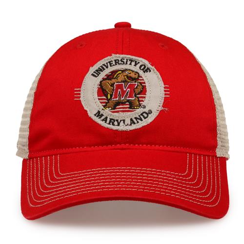 G880 The Game Maryland Terrapins Soft Mesh Trucker With Frayed Patch Cap