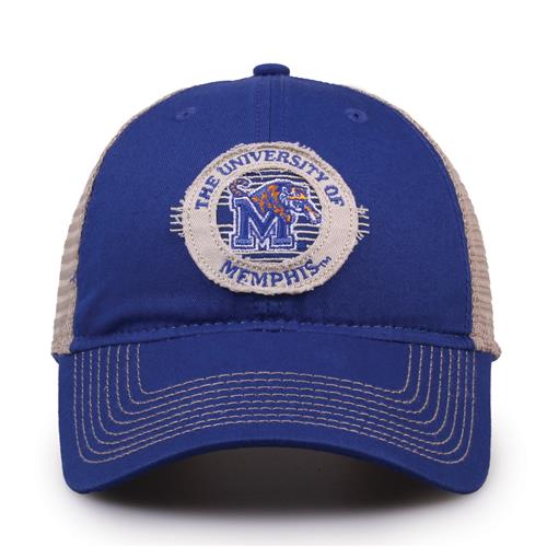G880 The Game Memphis Tigers Soft Mesh Trucker With Frayed Patch Cap