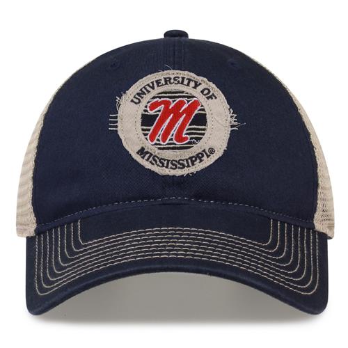 G880 The Game Mississippi Rebels Soft Mesh Trucker With Frayed Patch Cap