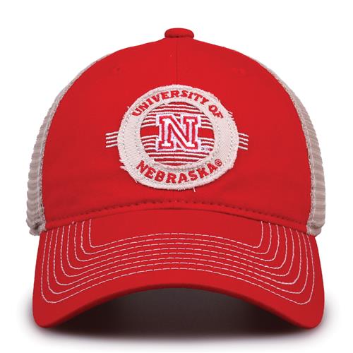 G880 The Game Nebraska Cornhuskers Soft Mesh Trucker With Frayed Patch Cap