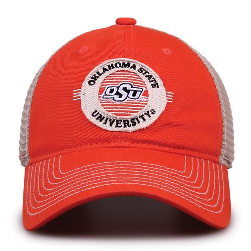 G880 The Game Oklahoma State Cowboys Soft Mesh Trucker With Frayed Patch Cap
