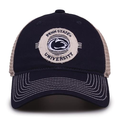 G880 The Game Penn State Nittany Lions Soft Mesh Trucker With Frayed Patch Cap