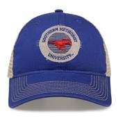 G880 The Game Southern Methodist Mustangs Soft Mesh Trucker With Frayed Patch Cap