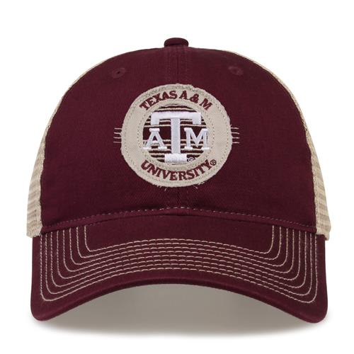 G880 The Game Texas A&M Aggies Soft Mesh Trucker With Frayed Patch Cap