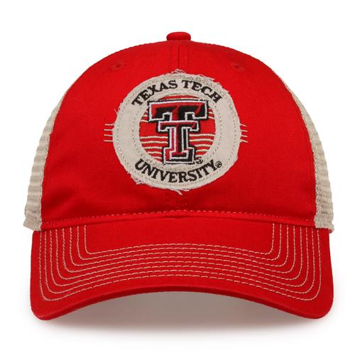 G880 The Game Texas Tech Red Raiders Soft Mesh Trucker With Frayed Patch Cap