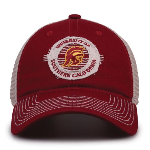 G880 The Game USC Trojans Soft Mesh Trucker With Frayed Patch Cap