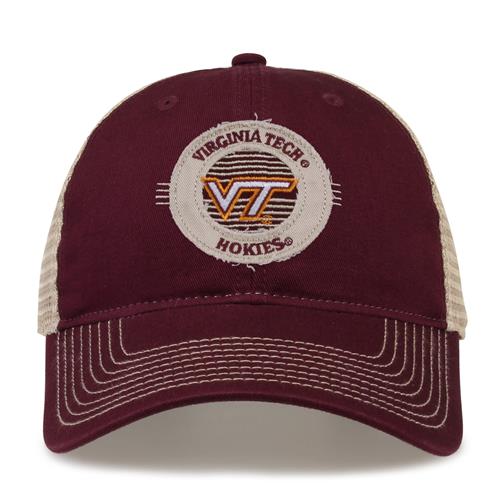 G880 The Game Virginia Tech Hokies Soft Mesh Trucker With Frayed Patch Cap