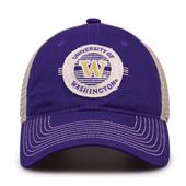 G880 The Game Washington Huskies Soft Mesh Trucker With Frayed Patch Cap