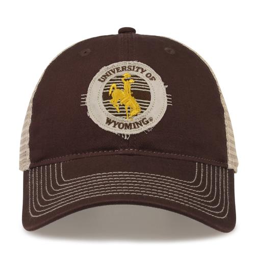 G880 The Game Wyoming Cowboys Soft Mesh Trucker With Frayed Patch Cap
