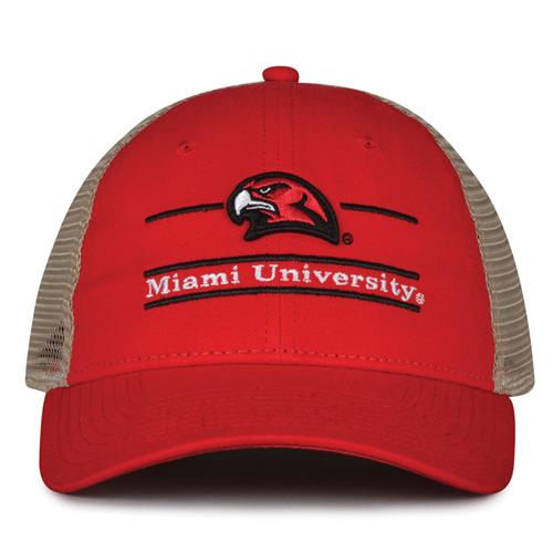 G180 The Game Miami of Ohio Redhawks Relaxed Trucker Mesh Split Bar Cap