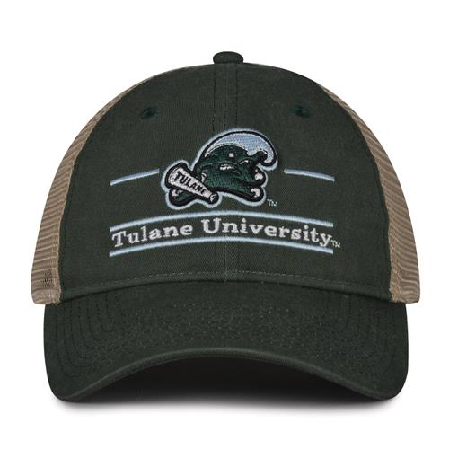 G180 The Game Tulane Green Wave Relaxed Trucker Mesh Split Bar Cap