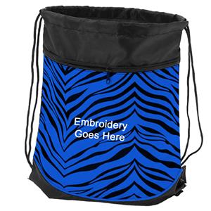 Pizzazz Zebra Print Stringpacks / Sling bags. Embroidery is available on this item.