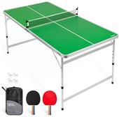 GoSports 6 x 3 ft Mid-Size Table Tennis Table Set with Adjustable Height