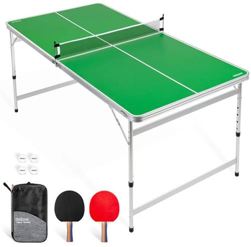 GoSports 6 x 3 ft Mid-Size Table Tennis Table Set with Adjustable Height