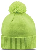 Contrast Trim Roll Up Beanie w/Pom (Cameo,Jade,Stone,Gumdrop,Lime,Sunglow,Teal,Ivory)