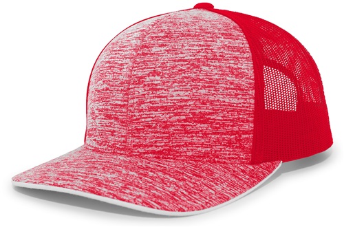 Snapback Trucker/Baseball Heather-Red Cap (RED). Embroidery is available on this item.