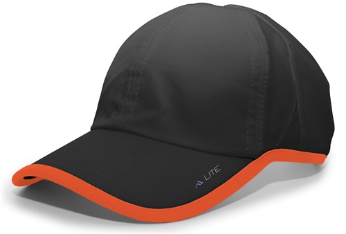 Lite Series Hook-And-Loop Adjustable Baseball Cap (Black/Sky &  WT/Orange). Embroidery is available on this item.