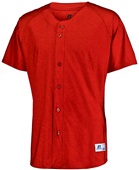 Russell Adult Raglan Full-Button Baseball Jersey (BK,WT,Grey,Card,Forest,Navy,Purple,Red)