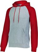 Russell Adult Dri-Power Fleece Colorblock Hoodie (Oxford w/Black,Red.White)