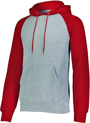 Russell Adult Dri-Power Fleece Colorblock Hoodie (Oxford w/Black,Red.White). Decorated in seven days or less.