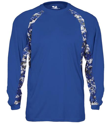 Adult Digital Hook Long Sleeve T Shirt (Black,Forest,Graphite,Navy,Red,Royal,WT). Printing is available for this item.