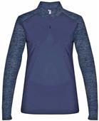 Badger Tonal Blend Womens 1/4 Zip Loose Long Sleeve Pullover (BK,Forest,Graphite,Pink,Navy,Red,Royal