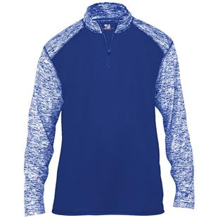 Mens Sport Blend 1/4 Zip Long Sleeve Pullover Shirt (Black,Forest,Graphite,Navy,Red,Royal)