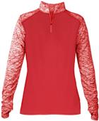 Womens Loose-Fit Blend 1/4 Zip Pullover Long Sleeve Shirt (Black,Forest,Graphite,Navy,Red,Royal)