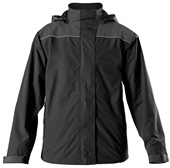 Reflective Mens Black Full-Zip Waterproof Jacket (AL - Black)