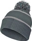 2- Reflective Stripes, Foldover Cuff, Pom Pom Beanie (Graphits/Carbon)