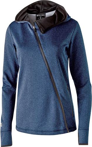 Womens Angled-Zipper Heather Jacket (Gray,Black,Navy,Royal,Scarlet)