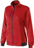 Womens Full-Zip Pocketed Collared Heather Jacket (Forest,Maroon,Navy,Royal,Scarlet)