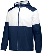Youth Pocketed Full Zip Hooded Jacket (YL - Navy/White)