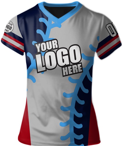 Sublimated Womens/Girls V-Neck Jersey - Custom "Stitched" Cool Performance Tee