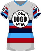 Womens/Girls V-Neck Horizontal Stripes Cool Performance Sublimated Jersey