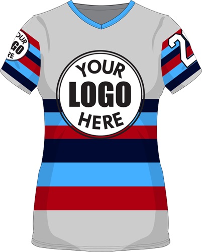 Sublimated Womens/Girls V-Neck Jersey - Custom "Bandit" Cool Performance Tee