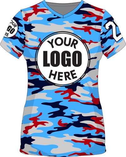 Sublimated Womens/Girls V-Neck Jersey - Custom "Camo" Cool Performance Tee