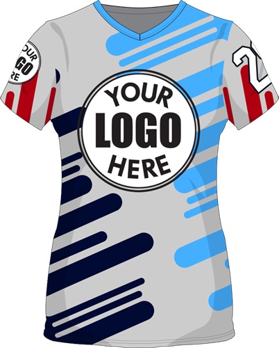 Sublimated Womens/Girls V-Neck Jersey - Custom "Flow" Cool Performance Tee